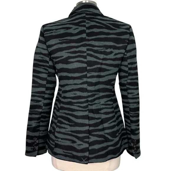 NWT Ann Taylor Zebra Print Long Double Breasted Wool Blend Blazer Size 6 - Picture 4 of 14
